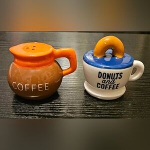 Abode Ceramic Salt and Pepper Shakers Donuts/Coffee